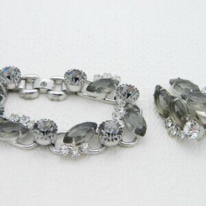 JULIANA D&E Silver Tone Smoke Gray Rhinestone Set